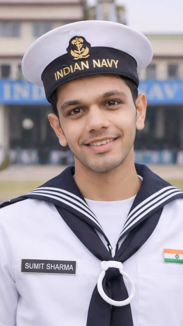 Sumit Sharma in Indian Navy uniform, founder of Mavrick Productions